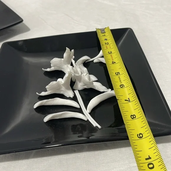 Decorative 3D floral porcelain ceramic wall plaques plates 9” square
